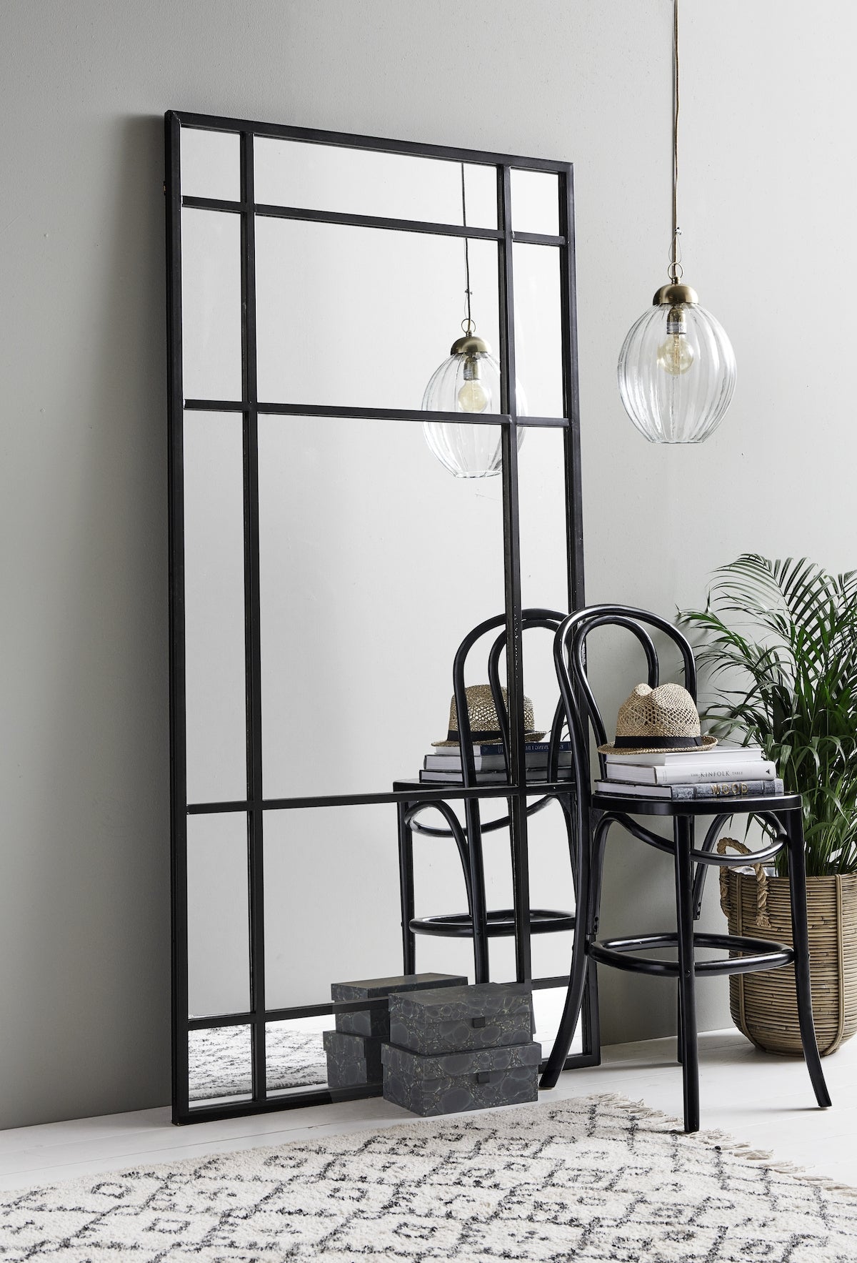 Large Black Iron Mirror - Design Vintage