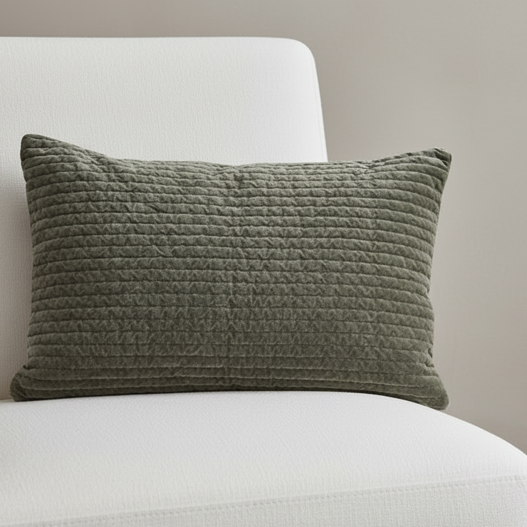 Olive Quilted Cushion