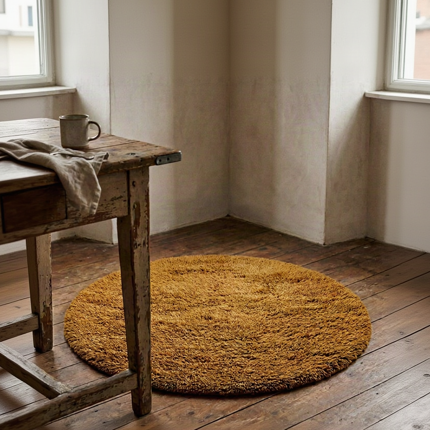 Ochre Hand Tufted Wool Rug - Design Vintage