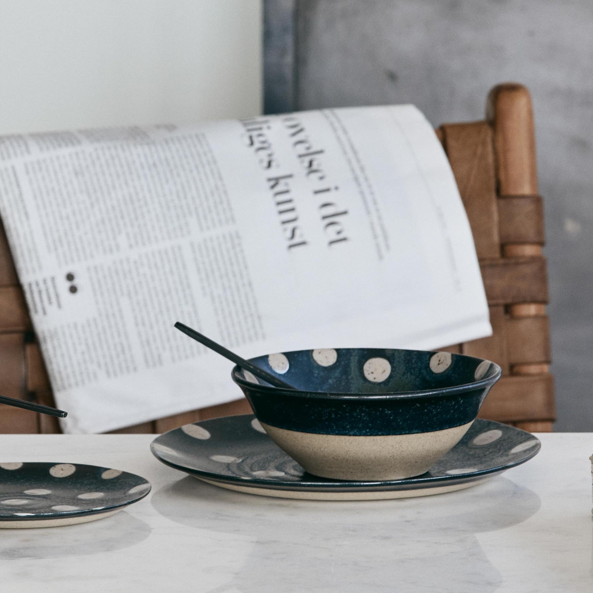 Navy Dot Bowl - Design Vintage