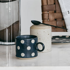 Navy Grainy Dot Mug