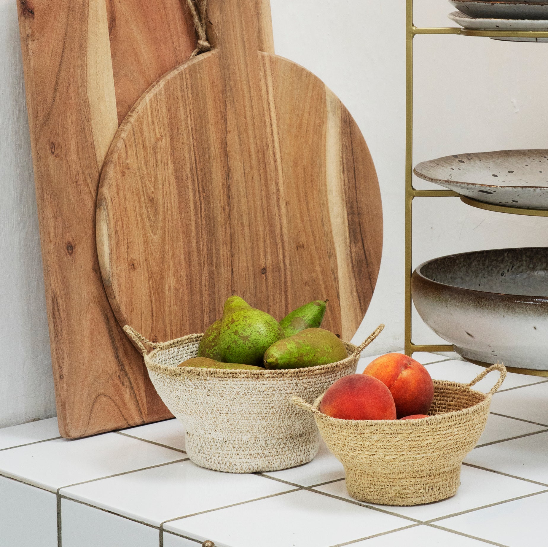 Set of Tonal Seagrass Baskets - Design Vintage