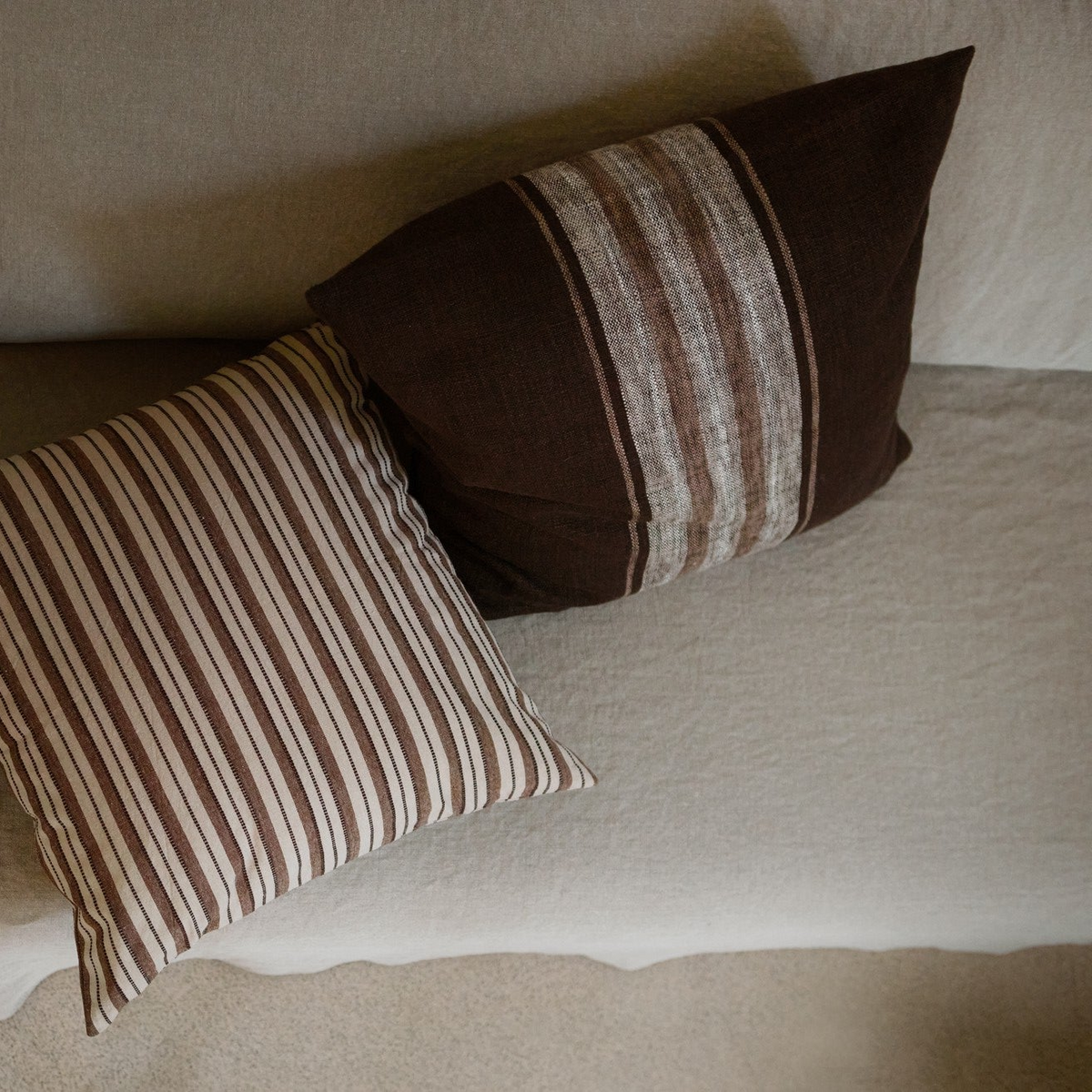 Mocha Stripe Cushion - Design Vintage