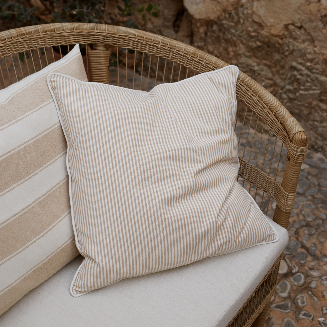 Flax Stripe Cushion - Design Vintage