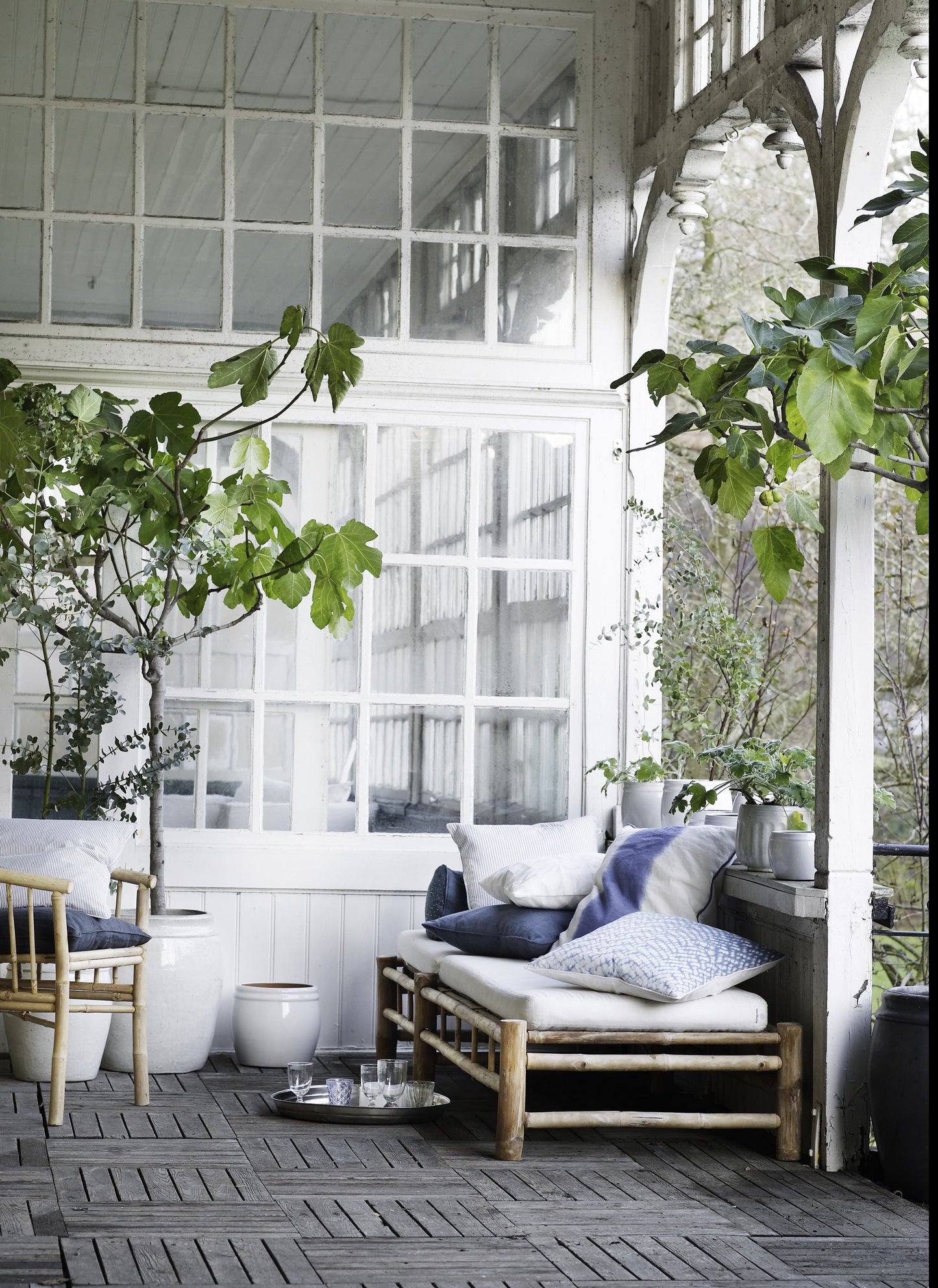 Set of XL White Glazed Planters - Design Vintage