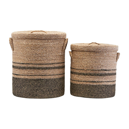 Striped Seagrass Laundry Baskets - Design Vintage